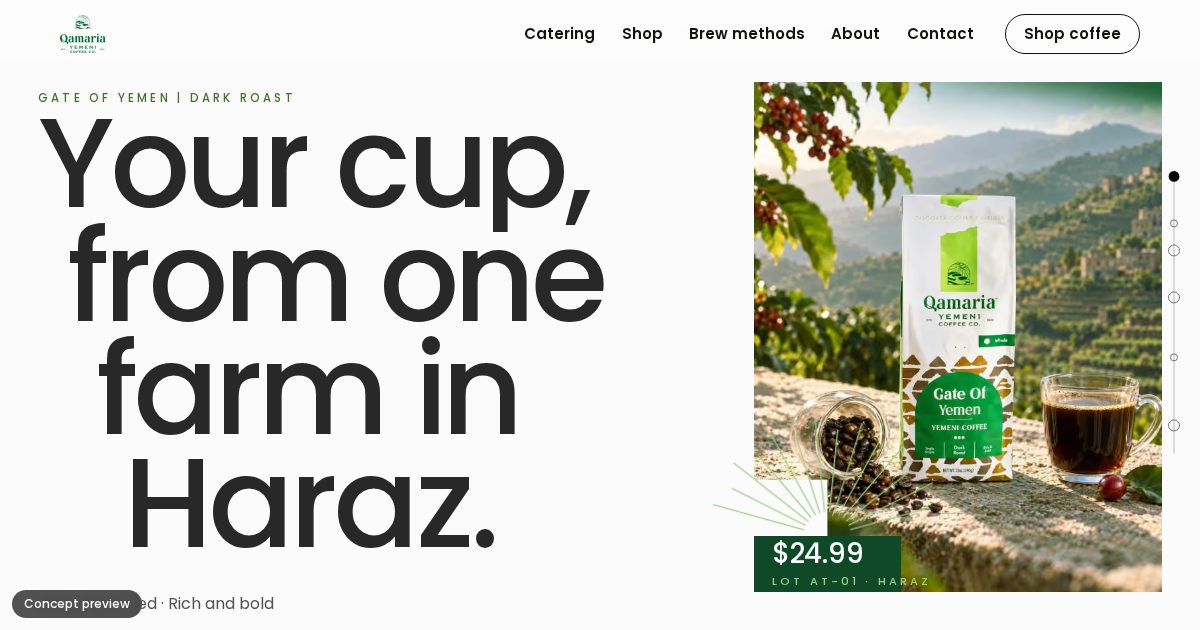 Qamaria Coffee Co's new homepage